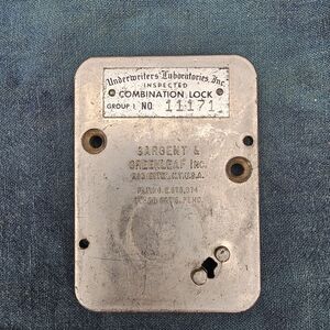 Sargent & Greenleaf Combo Safe Lock Backplate Group 1 No. 11171 - Type #2
